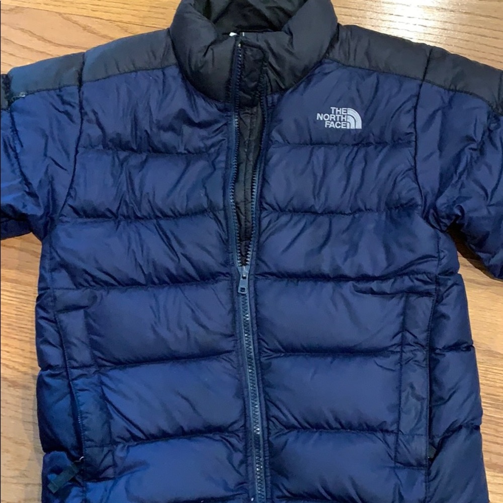 Navy  blue North Face puffer jacket